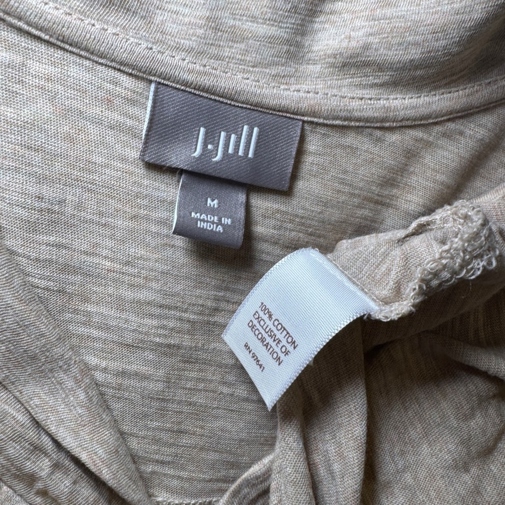 J. Jill‎ Womens Beige Embroidered Cotton Button Front Tunic Top Size M - Picture 7 of 8